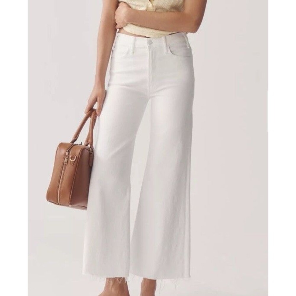 MOTHER The HUSTLER Roller Ankle Fray Jeans Fairest of Them All White Size 28 NWT